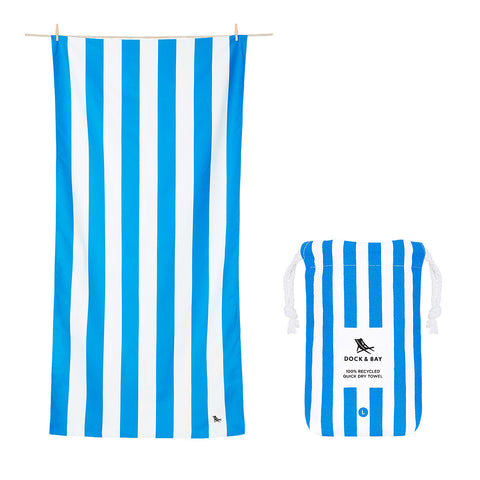 Dock & Bay Beach Towel Cabana Collection L 100% Recycled Bondi Blue