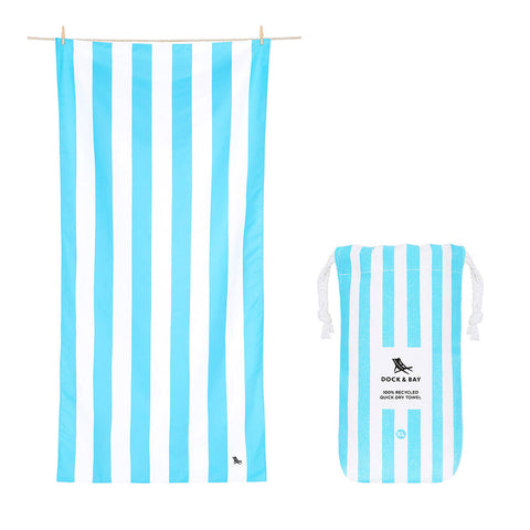 Dock & Bay Beach Towel Cabana Light Collection XL 100% Recycled Tulum Blue