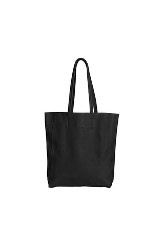 HOOPLA LEATHER OPEN TOP TOTE BLACK