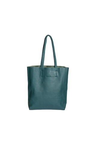 HOOPLA LEATHER OPEN TOP TOTE TEAL