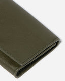 STITCH & HIDE LEATHER ELLIOT WALLET SNAP BUTTON OLIVE GREEN