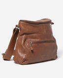 STITCH & HIDE WASHED LEATHER AVALON CROSSBODY BAG SADDLE BROWN - FREE WALLET POUCH
