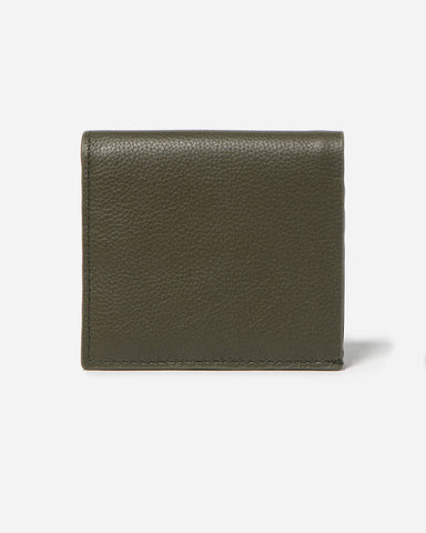 STITCH & HIDE LEATHER HUDSON WALLET SNAP BUTTON OLIVE GREEN