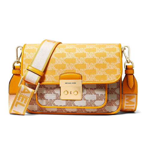 Michael Kors 35T2GS9M2J-BUTTER-MULTI Yellow Cloth Sloan Signature Crossbody Handbag