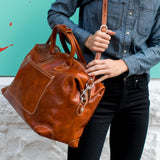Chiara Leather Travel Bag olive brown