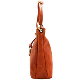 Leather Shoulder Bag Floto Tavoli Tote orange side