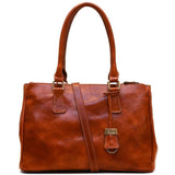 Floto Italian Leather Roma Satchel Shoulder Bag Women's olive brown