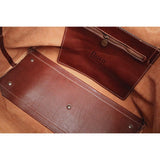 Leather Duffle Travel Bag Floto Chiara brown inside