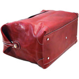 Leather Duffle Travel Bag Floto Chiara red bottom