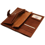 Leather Document Wallet Floto brown open