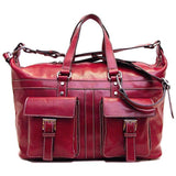 Floto Milano Italian Leather Travel Bag Weekender Suitcase red