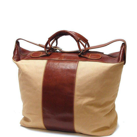 Floto Italian Leather Canvas and Leather Piana Travel Tote Bag