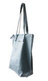 HOOPLA LEATHER SMALL ZIP TOTE TEAL BLUE