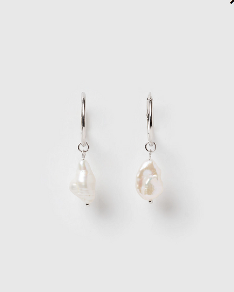 Izoa Swan Song Earrings Silver Freshwater Pearl