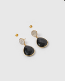 Izoa Gala Earrings Black Onyx Pearl Gold