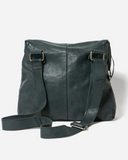 STITCH & HIDE WASHED LEATHER AVALON CROSSBODY BAG PETROL GREEN - FREE WALLET POUCH