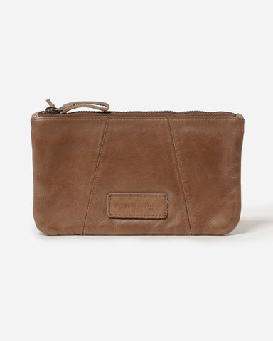STITCH & HIDE LEATHER LENNOX POUCH TAUPE BROWN