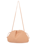 Izoa Vincenza Woven Leather Clutch Crossbody Bag Peach