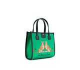 Gunas New York Oasis Green Leopard Vegan Canvas Satchel Bag