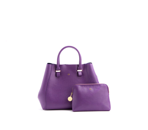 Gunas New York Jane Purple Vegan Leather Satchel Bag