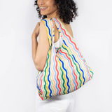 KIND Reusable Shopping Tote Bag Medium Rainbow Waves