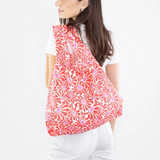 KIND Reusable Shopping Tote Bag Medium Abstract Flowers Red