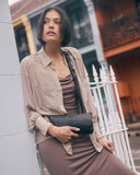 STITCH & HIDE LEATHER SYDNEY CLUTCH - FREE WALLET POUCH PETROL