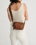 STITCH & HIDE WASHED LEATHER FITZROY CROSSBODY/SHOULDER BAG SADDLE BROWN - FREE WALLET POUCH