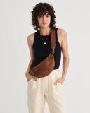 STITCH & HIDE WASHED LEATHER ST KILDA SLING/SHOULDER BAG SADDLE BROWN - FREE WALLET POUCH