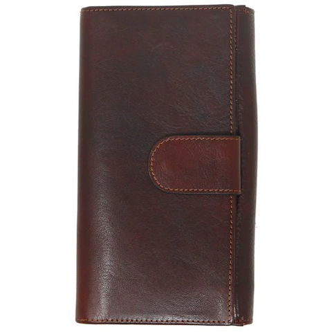 Floto Leather Roma Italian Continental Wallet Dark Brown