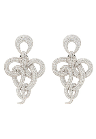 Latelita London Viper Snake Drop Earrings Silver White