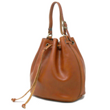 FLOTO Leather Chianti Mini Bucket Bag Tobacco Brown