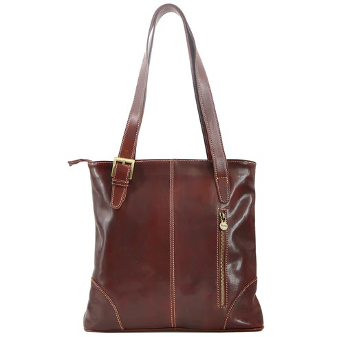 Floto Leather Tavoli Tote Shoulder Bag Vecchio Brown
