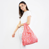 KIND Reusable Shopping Tote Bag Medium Abstract Flowers Red