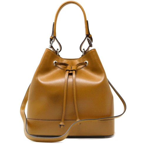 Floto Leather Milano Bucket Shoulder Bag Brown