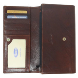 Floto Leather Roma Italian Continental Wallet Dark Brown