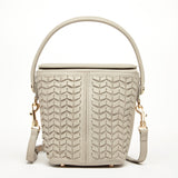 SUSU Anna Woven Leather Shoulder Crossbody Bag Grayish Beige