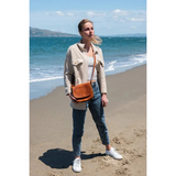 Floto Leather Chianti Crossbody Saddle Bag Green