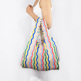 KIND Reusable Shopping Tote Bag Medium Rainbow Waves