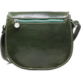 Floto Leather Chianti Crossbody Saddle Bag Green