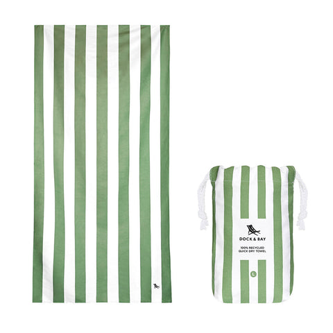 Dock & Bay Beach Towel Cabana Collection L 100% Recycled Cayman Olive