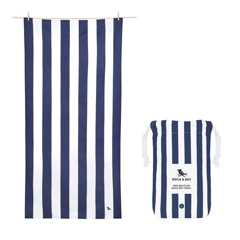 Dock & Bay Beach Towel Cabana Collection L 100% Recycled Whitsunday Blue