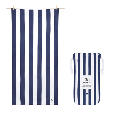 Dock & Bay Beach Towel Cabana Collection XL 100% Recycled Whitsunday Blue