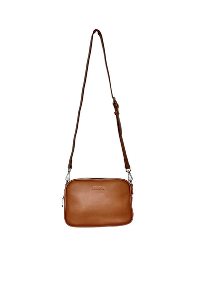 HOOPLA SOFT LEATHER CROSSBODY BOX BAG TAN
