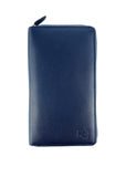 K0005DB | Travel Document Holder in Genuine Full-Grain Leather, Dollar Grain - Color: Blue - Dimensions: 12.5 x 22 x 2 cm - Packaging: Non-woven Bag-1