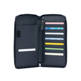 K0005DB | Travel Document Holder in Genuine Full-Grain Leather, Dollar Grain - Color: Blue - Dimensions: 12.5 x 22 x 2 cm - Packaging: Non-woven Bag-0