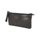 K0013AB | Women's strap in genuine full-grain leather, with light grain. Removable shoulder strap. Polished Nickel hardware. Black color. Dimensions: 20 x 10.5 x 2 cm. Packaging: Tnt bag-2