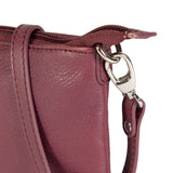 K0013NB | Women's shoulder bag in genuine full-grain leather with a light grain. Removable shoulder strap. Polished nickel accessories. Mauve color. Dimensions: 20 x 10.5 x 2 cm. Packaging: Non-woven bag-1
