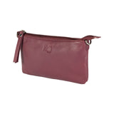 K0013NB | Women's shoulder bag in genuine full-grain leather with a light grain. Removable shoulder strap. Polished nickel accessories. Mauve color. Dimensions: 20 x 10.5 x 2 cm. Packaging: Non-woven bag-2