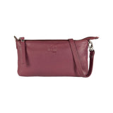 K0013NB | Women's shoulder bag in genuine full-grain leather with a light grain. Removable shoulder strap. Polished nickel accessories. Mauve color. Dimensions: 20 x 10.5 x 2 cm. Packaging: Non-woven bag-0